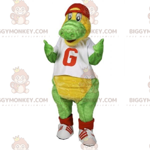 Disfraz de mascota cocodrilo verde y amarillo BIGGYMONKEY™