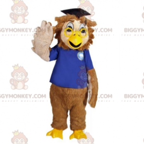 Ruskea pöllö BIGGYMONKEY™ maskottiasu valmistuneen päähineen - Lintu maskotti - BIGGYMONKEY_07712 - BiggyMonkey.com
