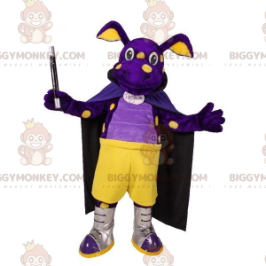 BIGGYMONKEY™-Maskottchen-Kostüm, lila und gelb, Kreatur Drache