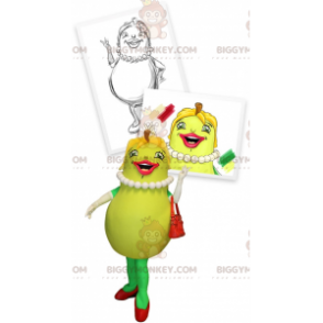 Costume da mascotte BIGGYMONKEY™ pera verde sorridente e