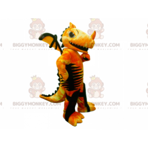 BIGGYMONKEY™ Maskottchen-Kostüm Gelb-roter und schwarzer Drache