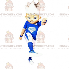 Στολή μασκότ για αγόρι BIGGYMONKEY™ με λευκά μαλλιά - Αθλητική μασκότ - BIGGYMONKEY_07719 - BiggyMonkey.com