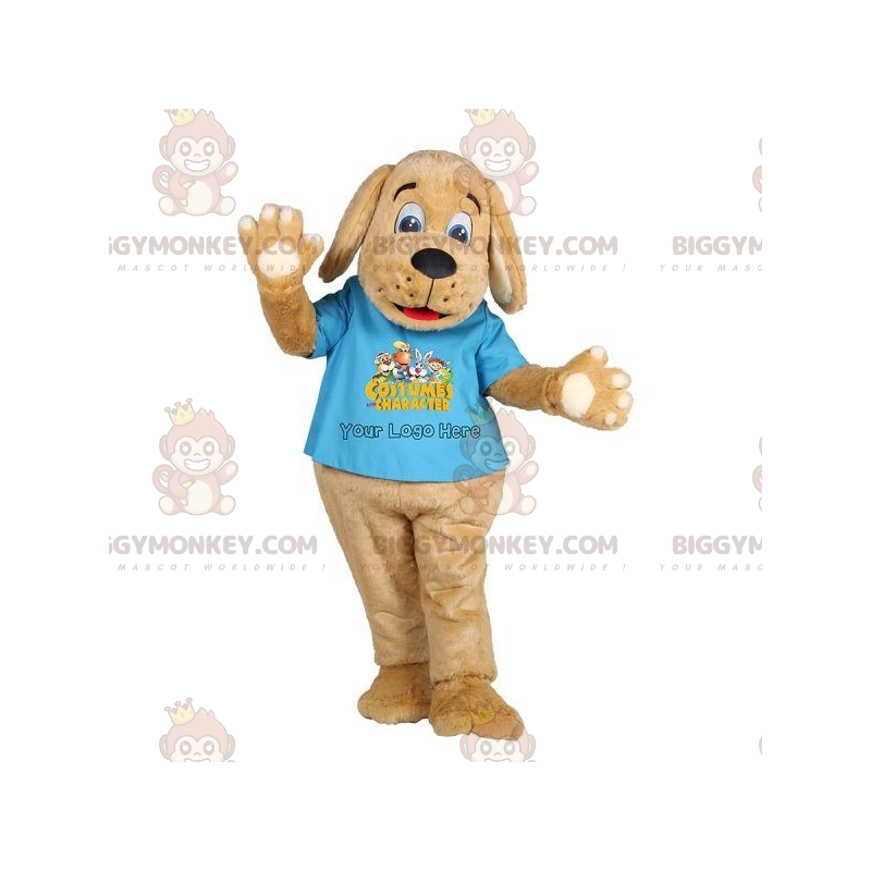 Kostium maskotka brązowy pies BIGGYMONKEY™ z niebieską koszulką Kostium maskotka brązowy pies BIGGYMONKEY™ z niebieską koszulką