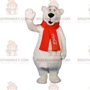 Fato de mascote de urso polar BIGGYMONKEY™ muito macio. Coca