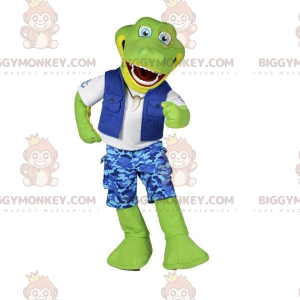 Kostým BIGGYMONKEY™ maskot Zelený krokodýl v kostýmu