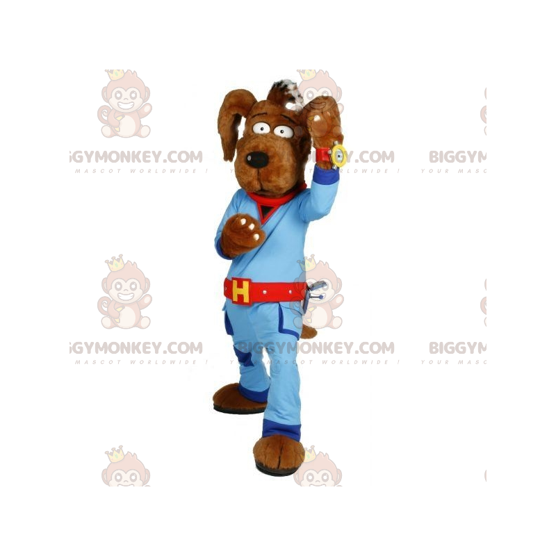 Costume de mascotte BIGGYMONKEY™ de chien marron avec une Costume de mascotte BIGGYMONKEY™ de chien marron avec une