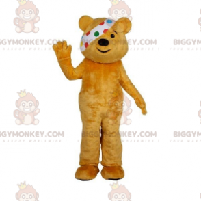 Brun Teddy BIGGYMONKEY™ maskotkostume med øjenlap -