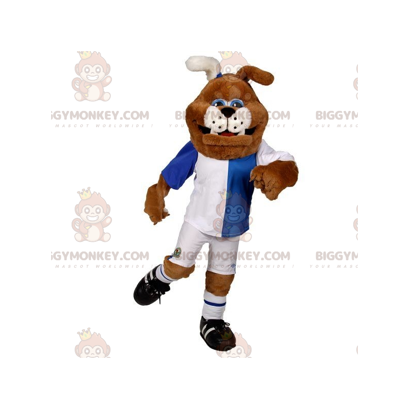 BIGGYMONKEY™ Braun-weißes Bulldogge-Hundemaskottchen-Kostüm in