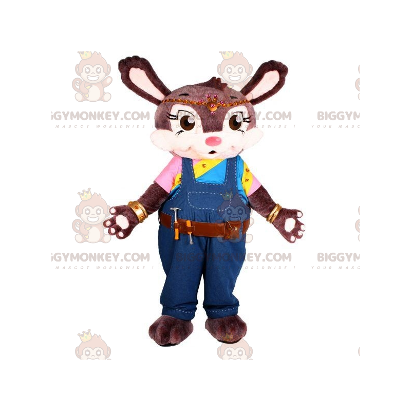 Kostium maskotka szaro-biały królik BIGGYMONKEY™ z kombinezonem Kostium maskotka szaro-biały królik BIGGYMONKEY™ z kombinezonem