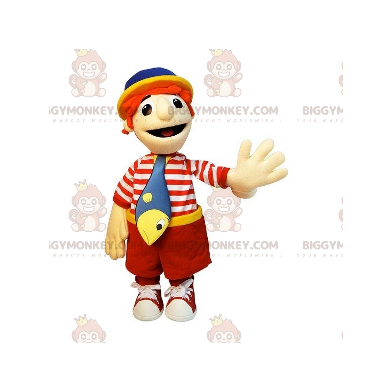 Smilende snemand BIGGYMONKEY™ maskotkostume med slips og Smilende snemand BIGGYMONKEY™ maskotkostume med slips og
