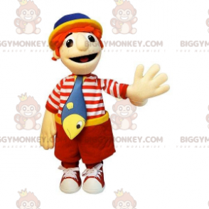 Χαμογελαστός χιονάνθρωπος στολή μασκότ BIGGYMONKEY™ με γραβάτα και πουκάμισο ναύτης - Αρσενικές μασκότ - BiggyMonkey.com