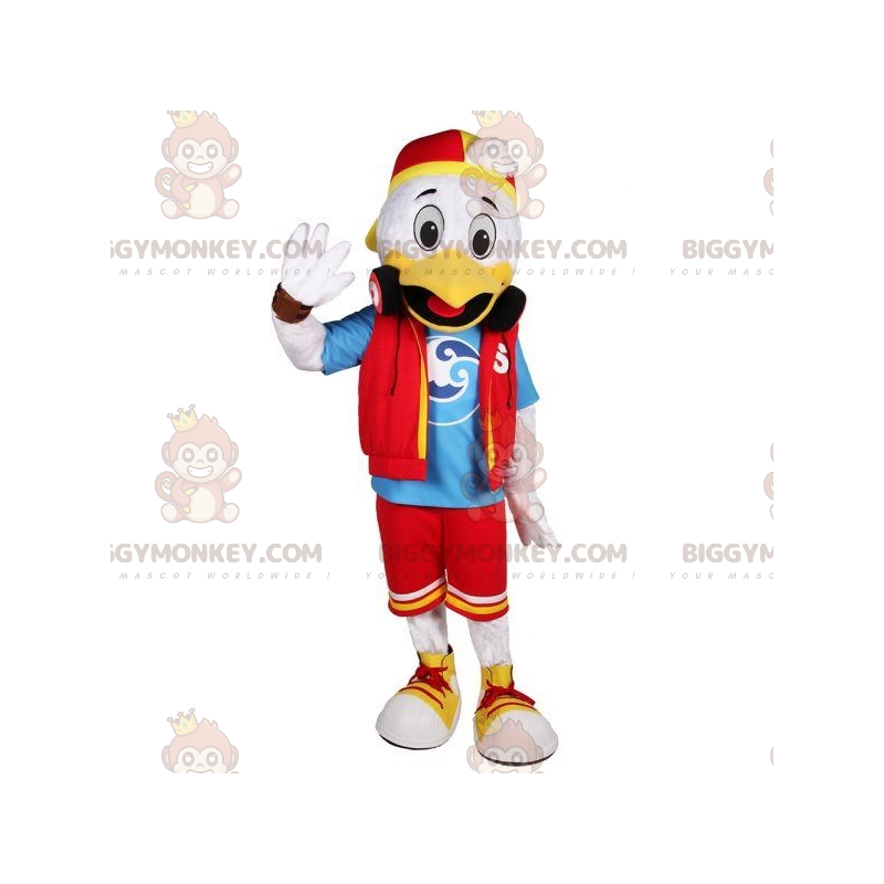 Costume de mascotte BIGGYMONKEY™ de canard blanc et jaune en