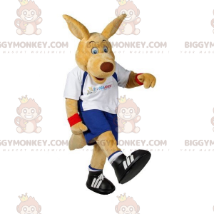 BIGGYMONKEY™ maskotdräkt Beige känguru i sportkläder -