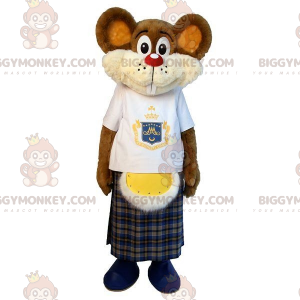 Brown mouse BIGGYMONKEY™ mascot costume with kilt. Rodent