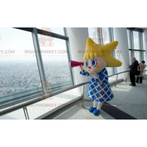 Traje de mascote menina BIGGYMONKEY™ com cabeça de estrela –