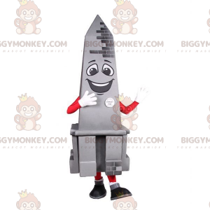Kostým maskota BIGGYMONKEY™ s usmívajícím se šedým obelisk –