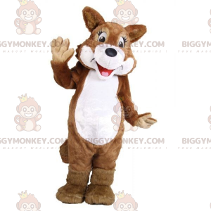 Costume mascotte BIGGYMONKEY™ volpe cane lupo marrone e bianco