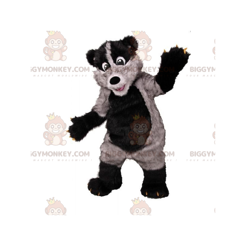 Costume de mascotte BIGGYMONKEY™ de putois gris et noir poilu - Costume de mascotte BIGGYMONKEY™ de putois gris et noir poilu -