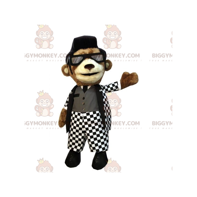Traje de mascote de ursinho marrom BIGGYMONKEY™ com roupa de Traje de mascote de ursinho marrom BIGGYMONKEY™ com roupa de