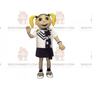 Blonde Girl BIGGYMONKEY™ Mascot Costume with Pigtails and