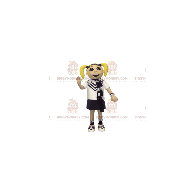 Blond BIGGYMONKEY™ mascottekostuum met staartjes en uniform - Blond BIGGYMONKEY™ mascottekostuum met staartjes en uniform -