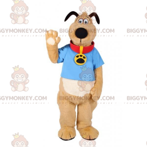 Kostým hnědobílého psa BIGGYMONKEY™ maskota s límečkem –