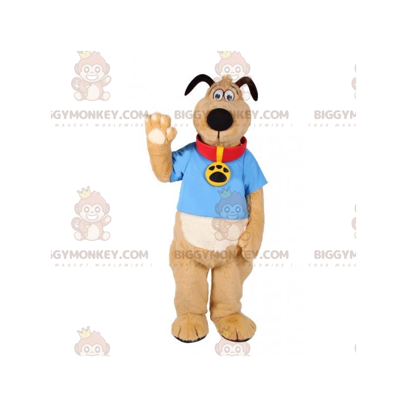 Brown and White Dog BIGGYMONKEY™ Mascot Costume with Collar -