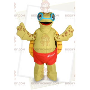 Turtle BIGGYMONKEY™ Mascot Costume with Goggles and Swim Shorts