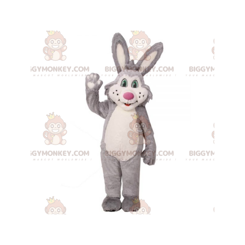 Costume mascotte BIGGYMONKEY™ coniglio di peluche grigio e Costume mascotte BIGGYMONKEY™ coniglio di peluche grigio e