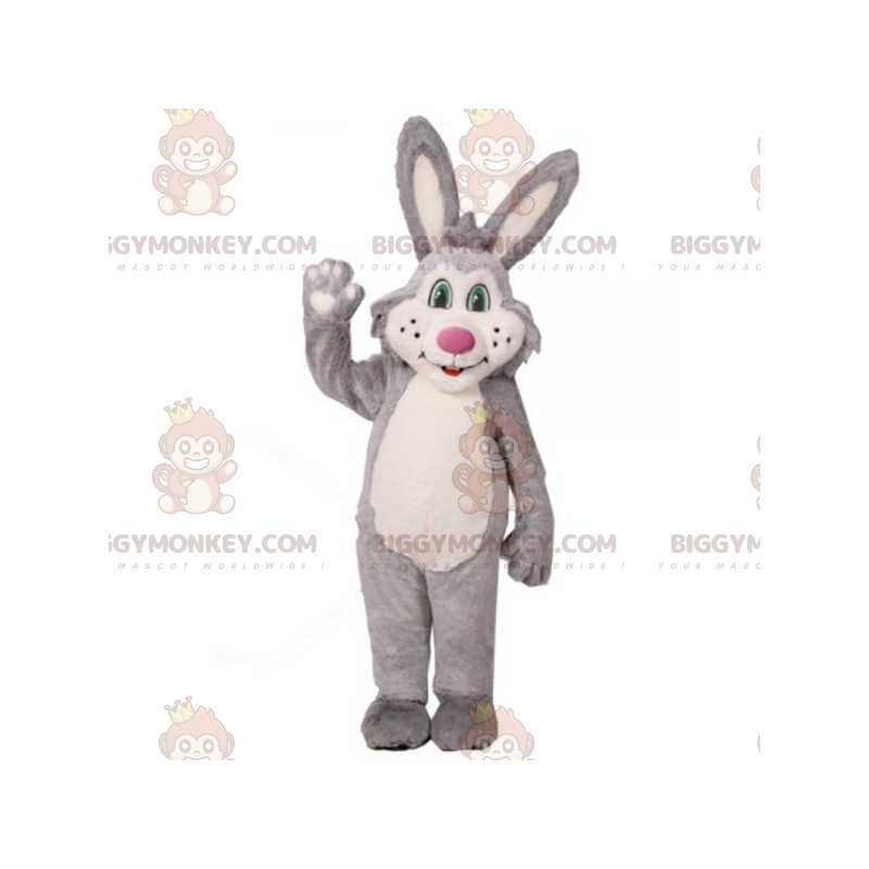 Gray and White Plush Bunny BIGGYMONKEY™ Mascot Costume -
