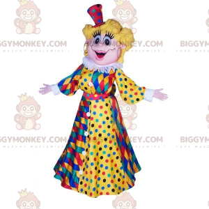 Blonde vrouw BIGGYMONKEY™ mascottekostuum met carnavalsjurk -