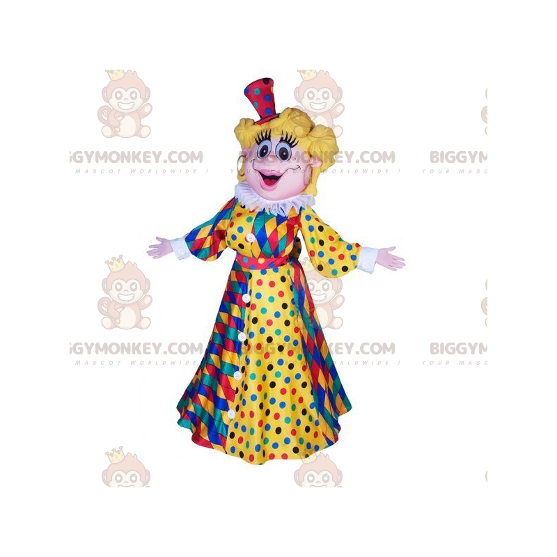 Blondýnka BIGGYMONKEY™ kostým maskota s karnevalovými šaty –