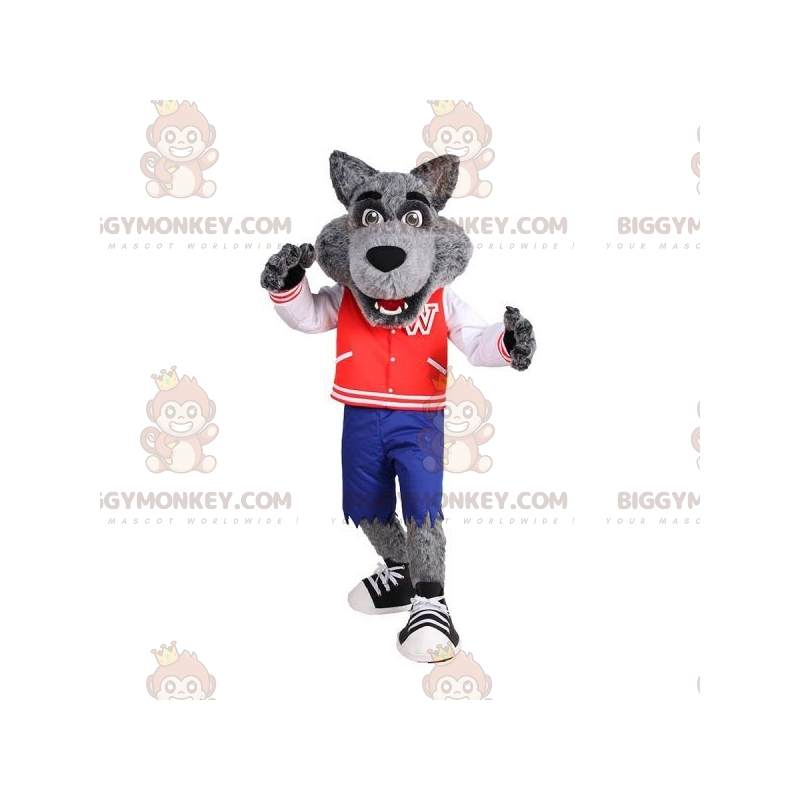 Realistyczny kostium maskotki szarego wilka BIGGYMONKEY™ z Realistyczny kostium maskotki szarego wilka BIGGYMONKEY™ z