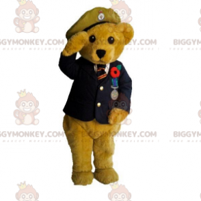 Disfraz de mascota BIGGYMONKEY™ Peluche beige con uniforme militar - Mascota oso - BIGGYMONKEY_07794 - BiggyMonkey.com