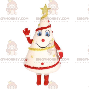 BIGGYMONKEY™ hvidt juletræsmaskotkostume med tinsel -