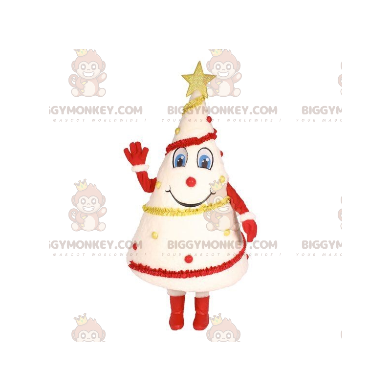BIGGYMONKEY™ vit julgransmaskotdräkt med glitter - BiggyMonkey