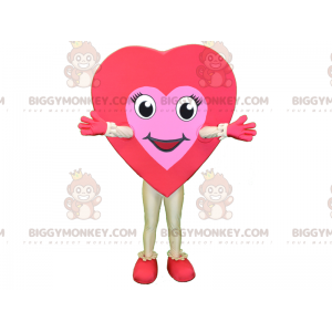 Jätte rött och rosa hjärta BIGGYMONKEY™ maskotdräkt. Romantisk