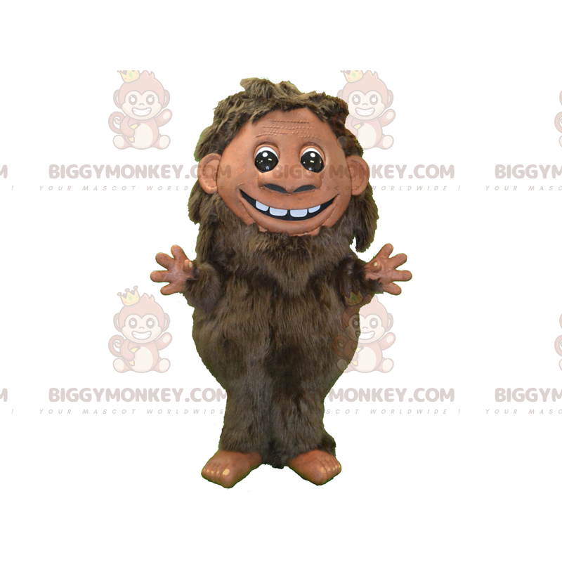 Brown Hairy Man BIGGYMONKEY™ Mascot Costume. Prehistoric Man