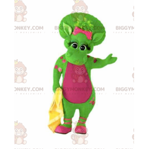 Costume de mascotte BIGGYMONKEY™ de dinosaure vert et rose