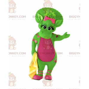 Gigantisch warm groen en roze dinosaurus BIGGYMONKEY™