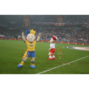 2 BIGGYMONKEY™s maskot av färgglada supportrar - BiggyMonkey