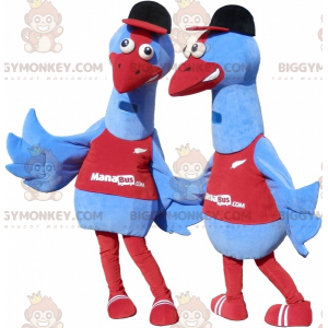 2 BIGGYMONKEY™s blå fuglemaskot. 2 strutsekostymer - Fuglemaskot - BIGGYMONKEY_07807 - BiggyMonkey.com