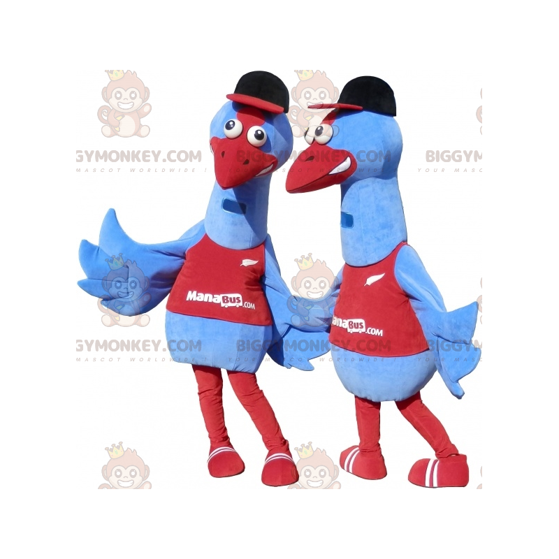 2 Maskotka niebieskiego ptaka BIGGYMONKEY™. 2 kostiumy strusia 2 Maskotka niebieskiego ptaka BIGGYMONKEY™. 2 kostiumy strusia