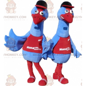 2 BIGGYMONKEY™s blå fuglemaskot. 2 strutsekostymer - Fuglemaskot - BIGGYMONKEY_07814 - BiggyMonkey.com