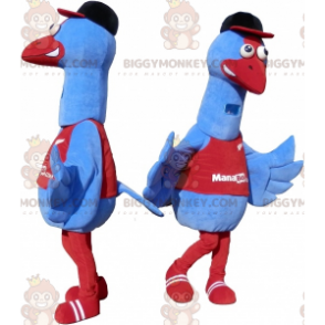 2 BIGGYMONKEY™s blue bird mascot. 2 ostrich costumes -