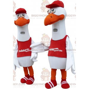 2 BIGGYMONKEY™s Giant White Bird Seagulls Mascot -