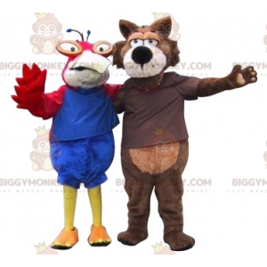 2 BIGGYMONKEY™s mascot a parrot and a wolf. 2 animals -