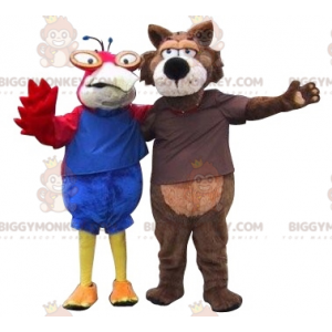 2 BIGGYMONKEY™s maskot en papegøye og en ulv. 2 dyr - Ulvmaskotter - BIGGYMONKEY_07816 - BiggyMonkey.com