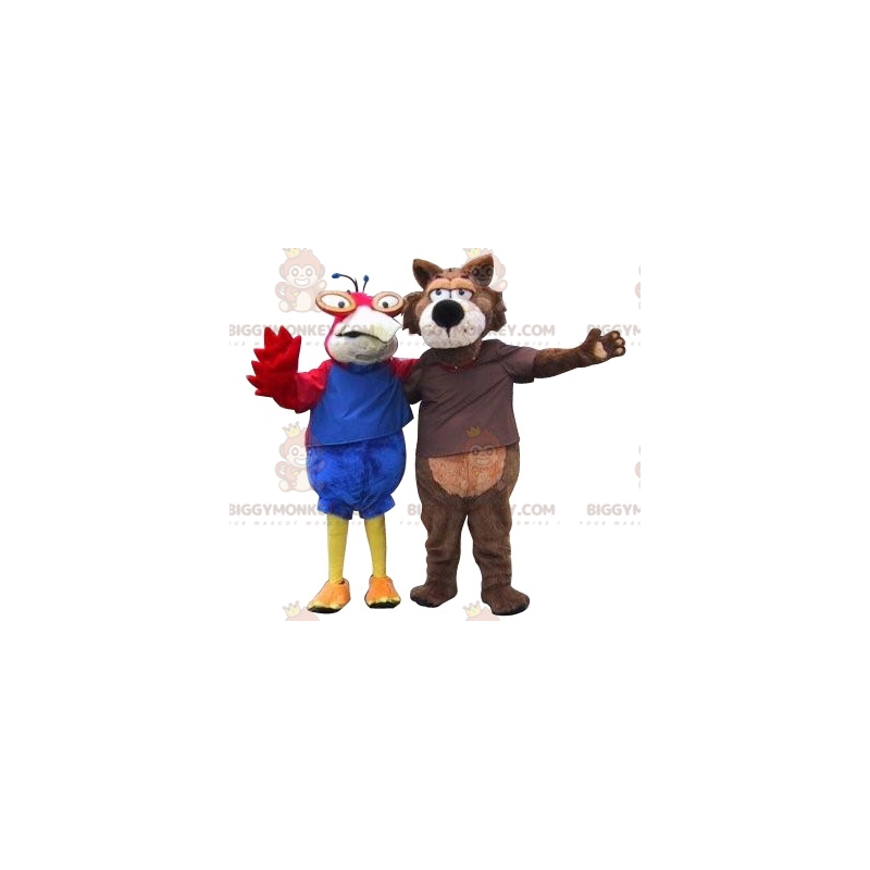 2 BIGGYMONKEY™:n maskotti papukaija ja susi. 2 eläintä - 2 BIGGYMONKEY™:n maskotti papukaija ja susi. 2 eläintä -