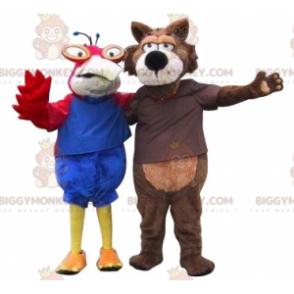 2 BIGGYMONKEY™s mascot a parrot and a wolf. 2 animals -